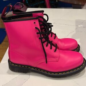 Dr. Martens Neon Pink Boots with Black Accents